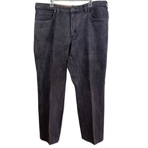 Duluth Trading Black Denim Work Utility Wide Leg Gusset Crotch Jeans 42x31